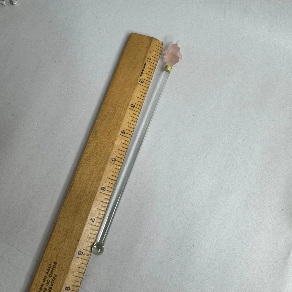 Vintage Stirrer‎ Swizzle Stick Pink Satin Glass Elephant Charm Made in Taiwan